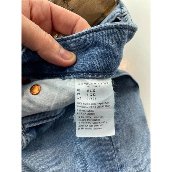 American Eagle 31x32 Skinny Jeans Raw Hem B44-02 Light Wash Mid Rise Flex - Picture 11 of 11